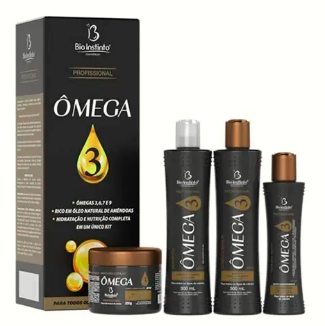 KIT CAPILAR PROFISSIONAL ÔMEGA 3 4 PEÇAS- BIO INSTINTO 300ml